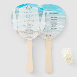 Hochzeitsprogramm | Moderner geometrischer Strand Fächer