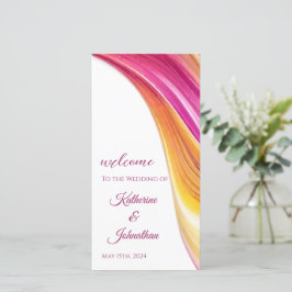 Hochzeitsprogramm - Modernes, Abstrakt-rosa-gelbes