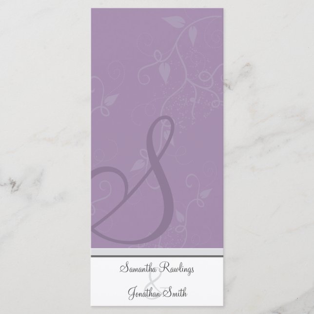 Hochzeitsprogramm - Monogram Lavender Lila Floral Programm (Vorderseite)