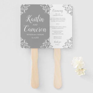 Hochzeitsprogramm Nadine (Grau) 4x6 Fächer