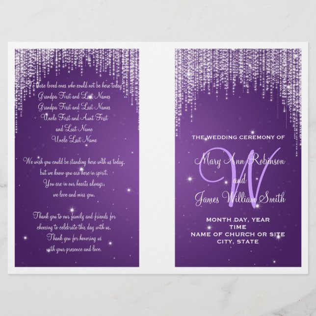 Hochzeitsprogramm Night Dazzle Lila (Vorderseite)