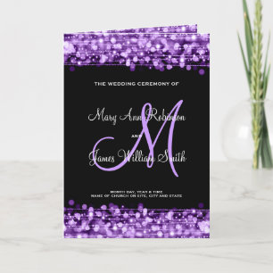 Hochzeitsprogramm Party Glitzern Lila Programm