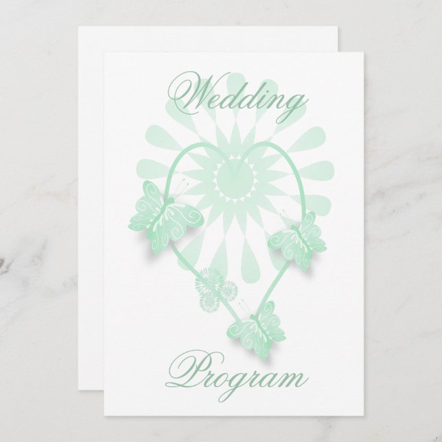 Hochzeitsprogramm Peppermint Butterflies Herz Programm (Vorne/Hinten)