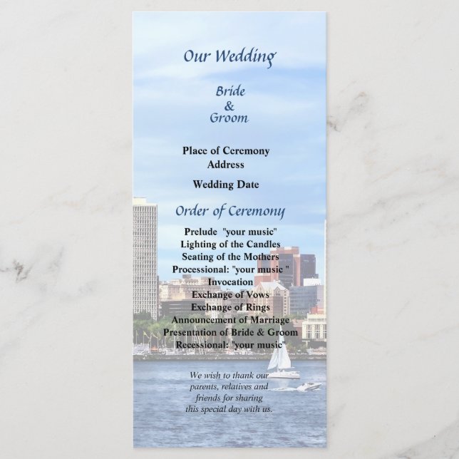 Hochzeitsprogramm Philadelphia Pa Skyline Programm (Vorderseite)