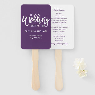 Hochzeitsprogramm Pinselschrift (Plum -Lila) Fächer