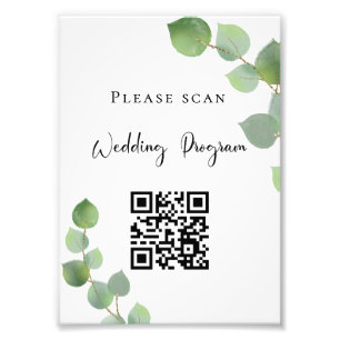 Hochzeitsprogramm QR-Code Eukalyptus Grün Fotodruck