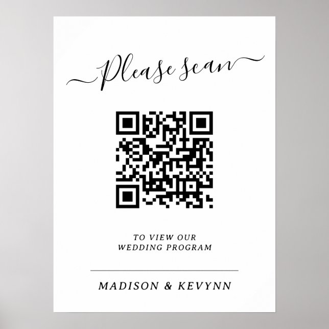 Hochzeitsprogramm QR Code Poster (Vorne)