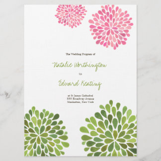 Hochzeitsprogramm Rosa Gelbe Blume Blüten Programm