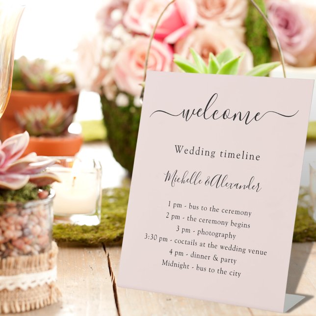 Hochzeitsprogramm Rose Gold Begrüßung Sockelschild (Von Creator hochgeladen)