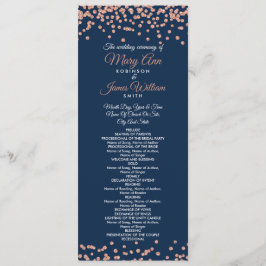 Hochzeitsprogramm Rose Gold Glitzer Confetti Navy Programm