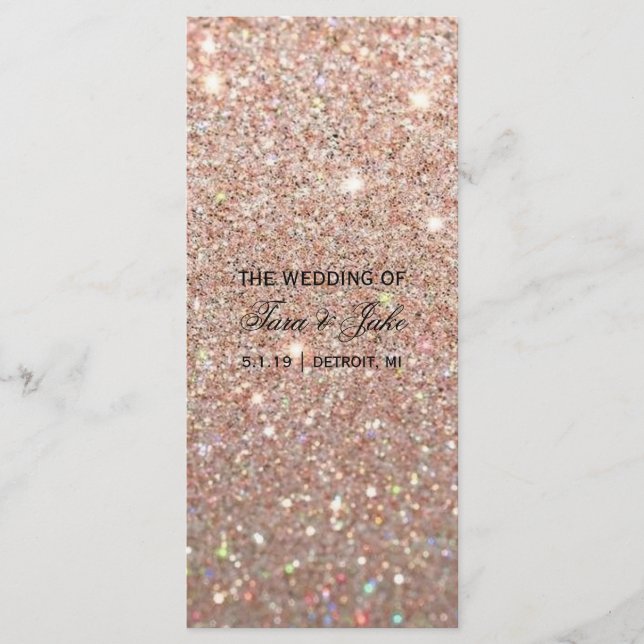 Hochzeitsprogramm - Rose Gold Glitzer Fab Programm (Vorderseite)