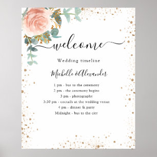 Hochzeitsprogramm Rose Goldflora Poster