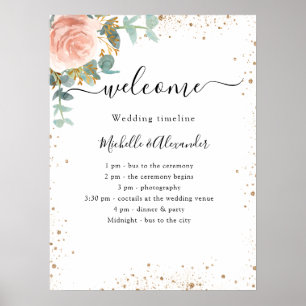 Hochzeitsprogramm Rose Goldflora Poster