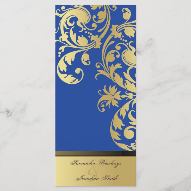 Hochzeitsprogramm - Royal Blue & Gold Shimmer Programm (Vorderseite)