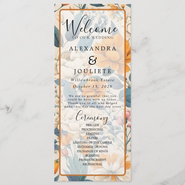 Hochzeitsprogramm Rustic Earth Florals Programm (Vorderseite)