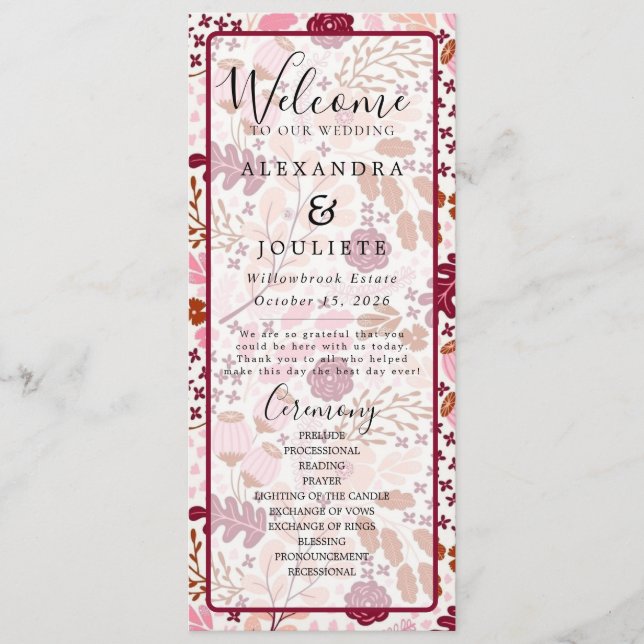 Hochzeitsprogramm Rustic Earth Florals Programm (Vorderseite)