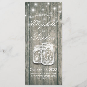 Hochzeitsprogramm Rustic Wood Mason Jar String Lig Programm