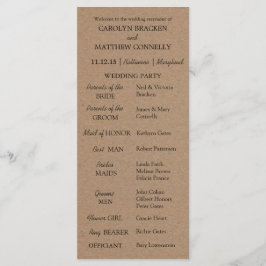 Hochzeitsprogramm | Rustikales Kraftpapier Programm