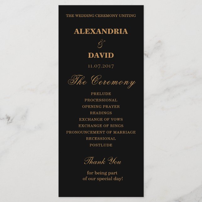 Hochzeitsprogramm Schwarz-Dunkler-Blüte Programm (Vorderseite)