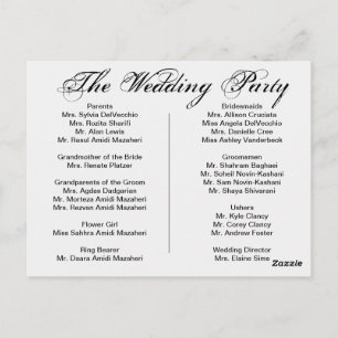 Hochzeitsprogramm, Seite 1 von 2. Postkarte