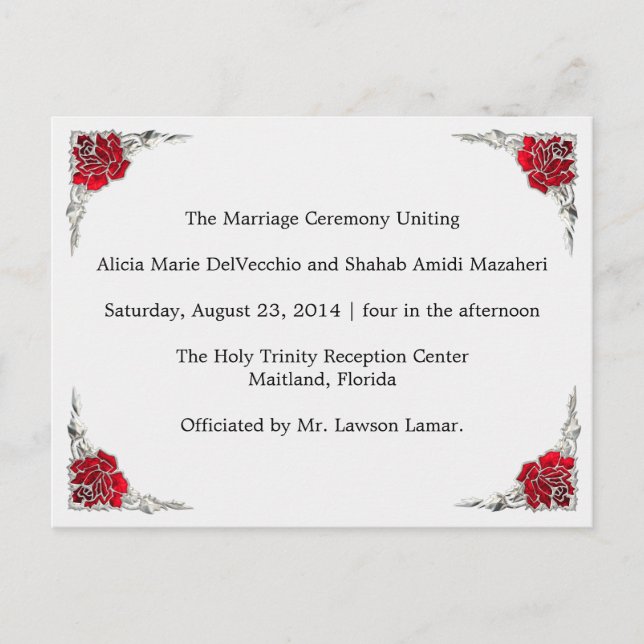 Hochzeitsprogramm Shalicia Postkarte (Vorderseite)