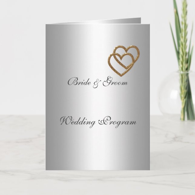 Hochzeitsprogramm Silber zwei Herzen Programm (Vorderseite)