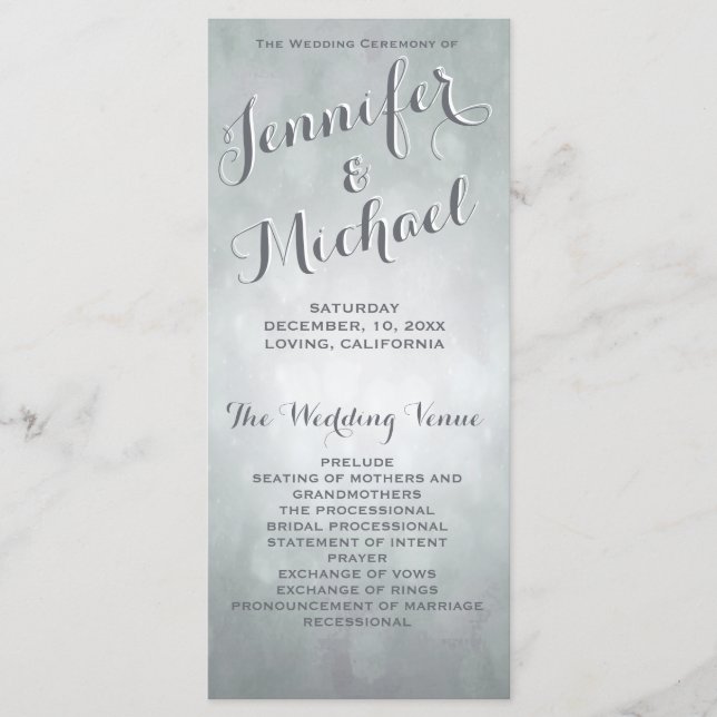 Hochzeitsprogramm | Subtile Silver Highlights Programm (Vorderseite)