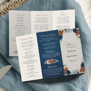 Hochzeitsprogramm Terracotta Navy Blue Greenerity