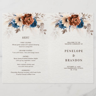 Hochzeitsprogramm Terracotta Navy Blue Pampas Gras