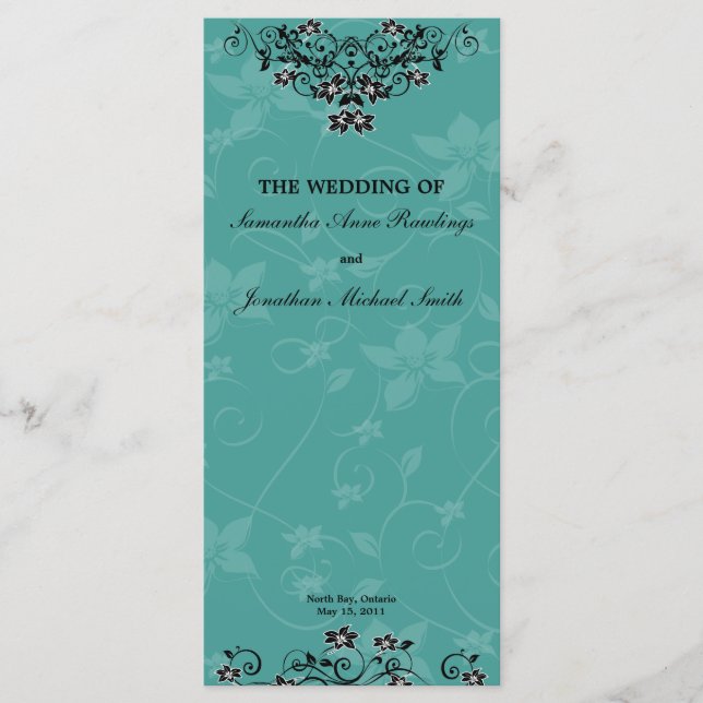 Hochzeitsprogramm - Türkisfarbener Kronleuchter Programm (Vorderseite)