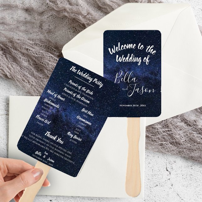 Hochzeitsprogramm unter dem Blickwinkel der STARS Fächer (Wedding Program UNDER THE STARS Themed WEDDING Hand Fan)