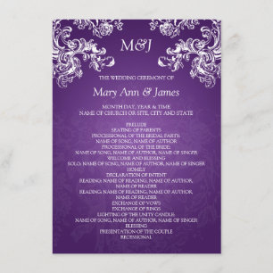 Hochzeitsprogramm Vintage Wirbel 2 Lila Einladung