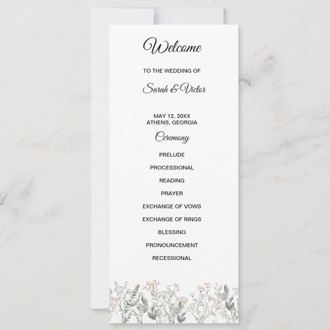 Hochzeitsprogramm Waldwildblumen (Vorderseite)