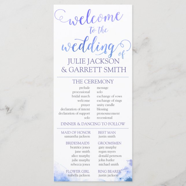 Hochzeitsprogramm - Watercolor - US-Hochzeitsprogr Programm (Vorderseite)