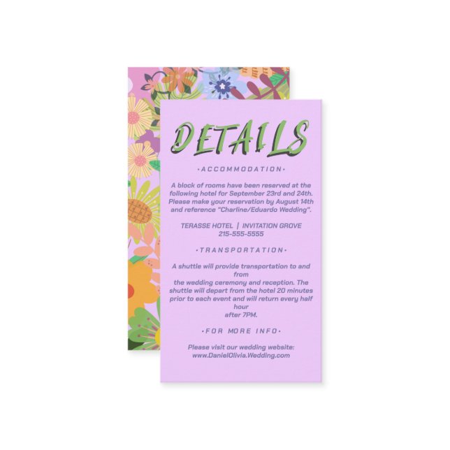 Hochzeitsprogramme für Blume Visitenkarte (Vorderseite/Rückseite Beispiel)