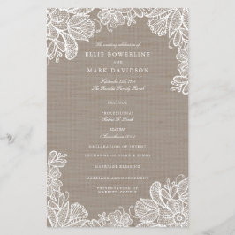 Hochzeitsprogramme für Burlap und Lace