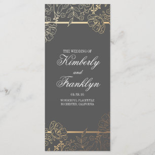 Hochzeitsprogramme für Gold und Grau Vintag Programm