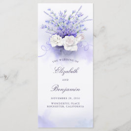 Hochzeitsprogramme für Lavendel und Weiße Rosen Programm