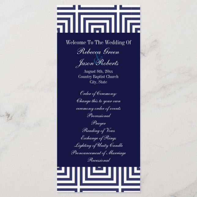 Hochzeitsprogramme für Navy Blue Anker Programm (Vorderseite)