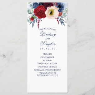 Hochzeitsprogramme für Navy Blue und Burgund Red F Programm