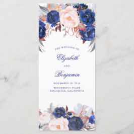 Hochzeitsprogramme für Navy Floral Watercolor Programm