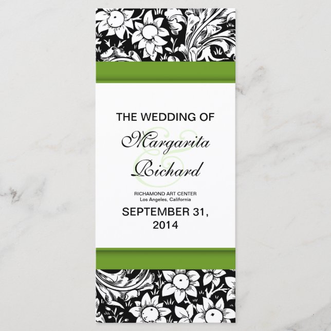 Hochzeitsprogramme für Schwarz-Weiß-Blume Programm (Vorderseite)