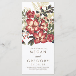 Hochzeitsprogramme für Vintage burgundische Blume Programm