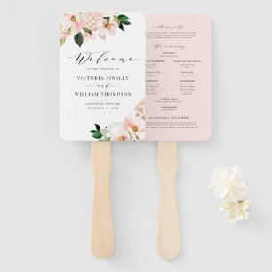 Hochzeitsprogramme in Blush Pink Magnolias & Hydra Fächer