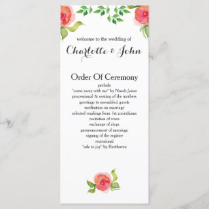 Hochzeitsprogramme in Korallenrosa Programm