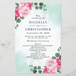 Hochzeitsprogramme in Rosa und Grünem Wasser