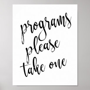 Hochzeitsprogramme Schwarz-Weiß 8x10 Schild