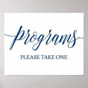 Hochzeitsprogramme signieren in Navy-Blue-Kalligra Poster