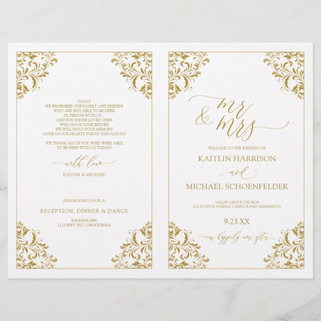 Hochzeitsprogramme Vintage elegante Kalligraphie-G (Vorderseite)