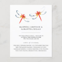 Hochzeitsprogramme Wasserfarbene Rote Libelle